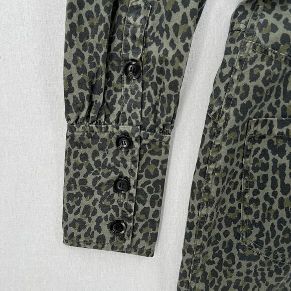 MARISSA WEBB Mera Leopard Print Denim Dress Womens Small Olive Green Belted - Picture 11 of 16
